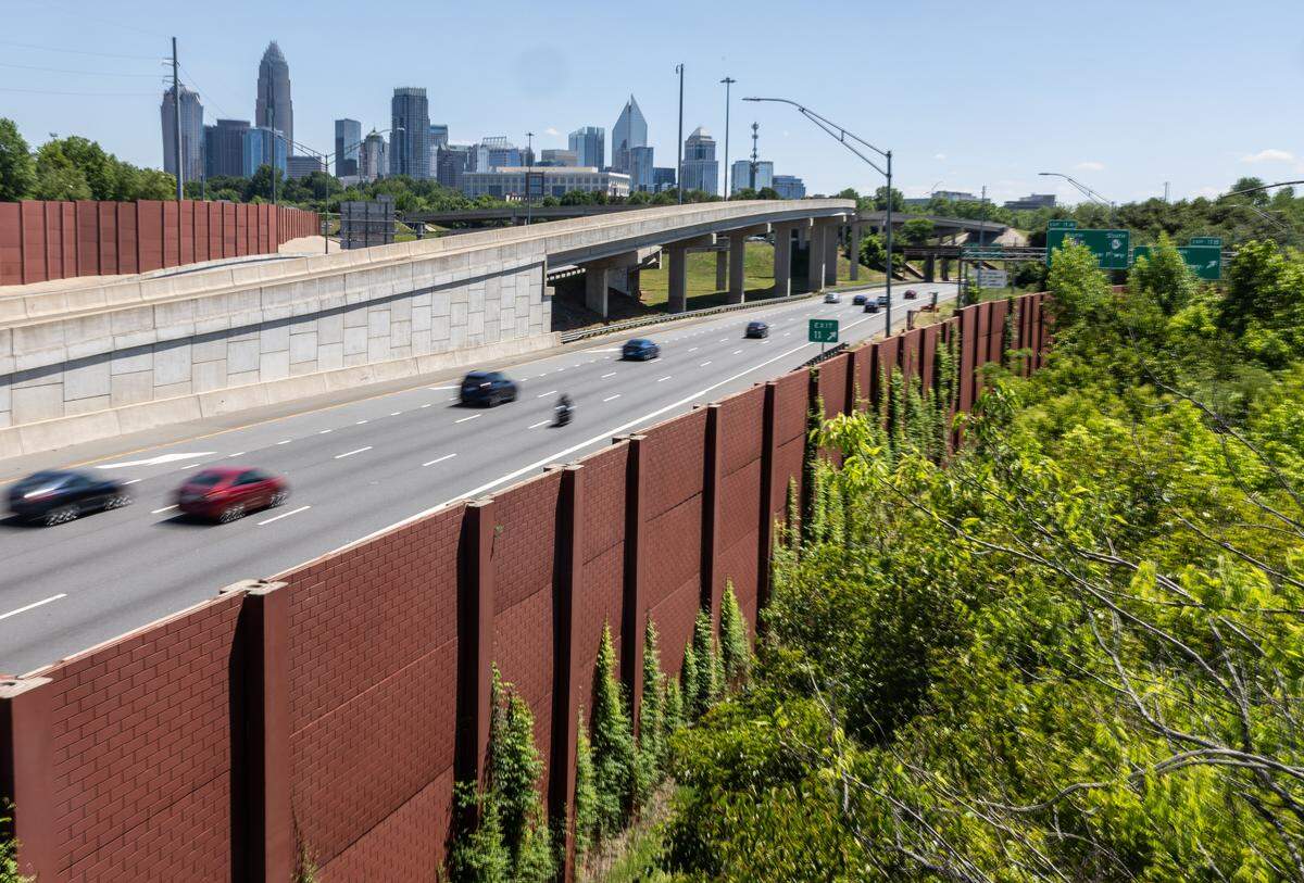 A view of I-77 from the Oaklawn Avenue bridge in Charlotte in Charlotte, N.C., on Sunday, May 10, 2026. 