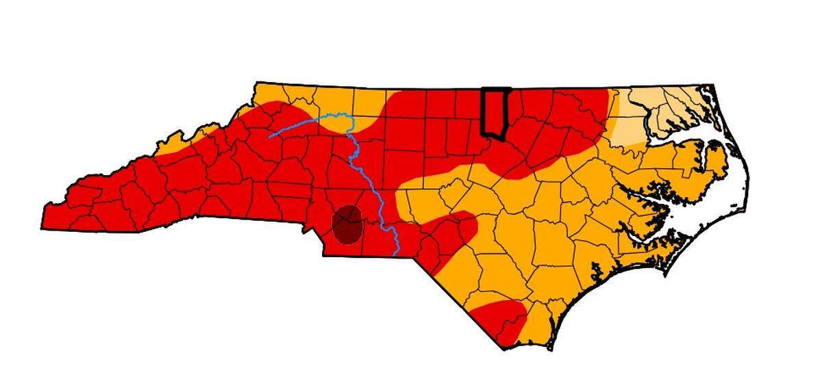 A sliver of eastern Mecklenburg County and larger areas of Cabarrus and Union counties are experiencing the worst drought conditions in the state, the U.S. Drought Monitor map released Thursday shows.
