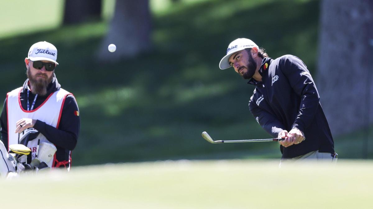 Max Homa hits on the 15th hole at the Wells Fargo Championship Pro-Am in Charlotte, N.C., on Wednesday, May 3, 2023.