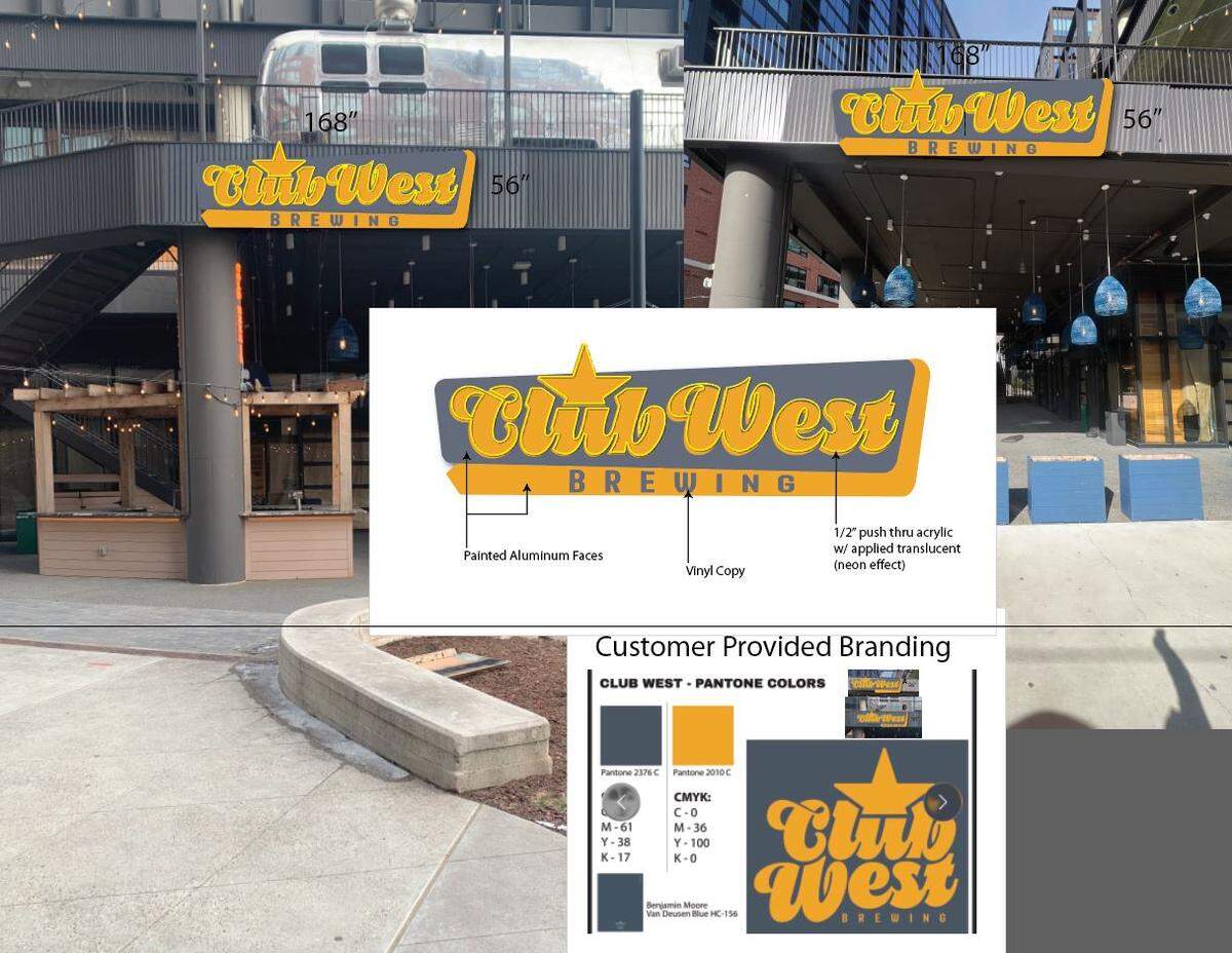 A rendering of Club West Brewing’s new sign.
