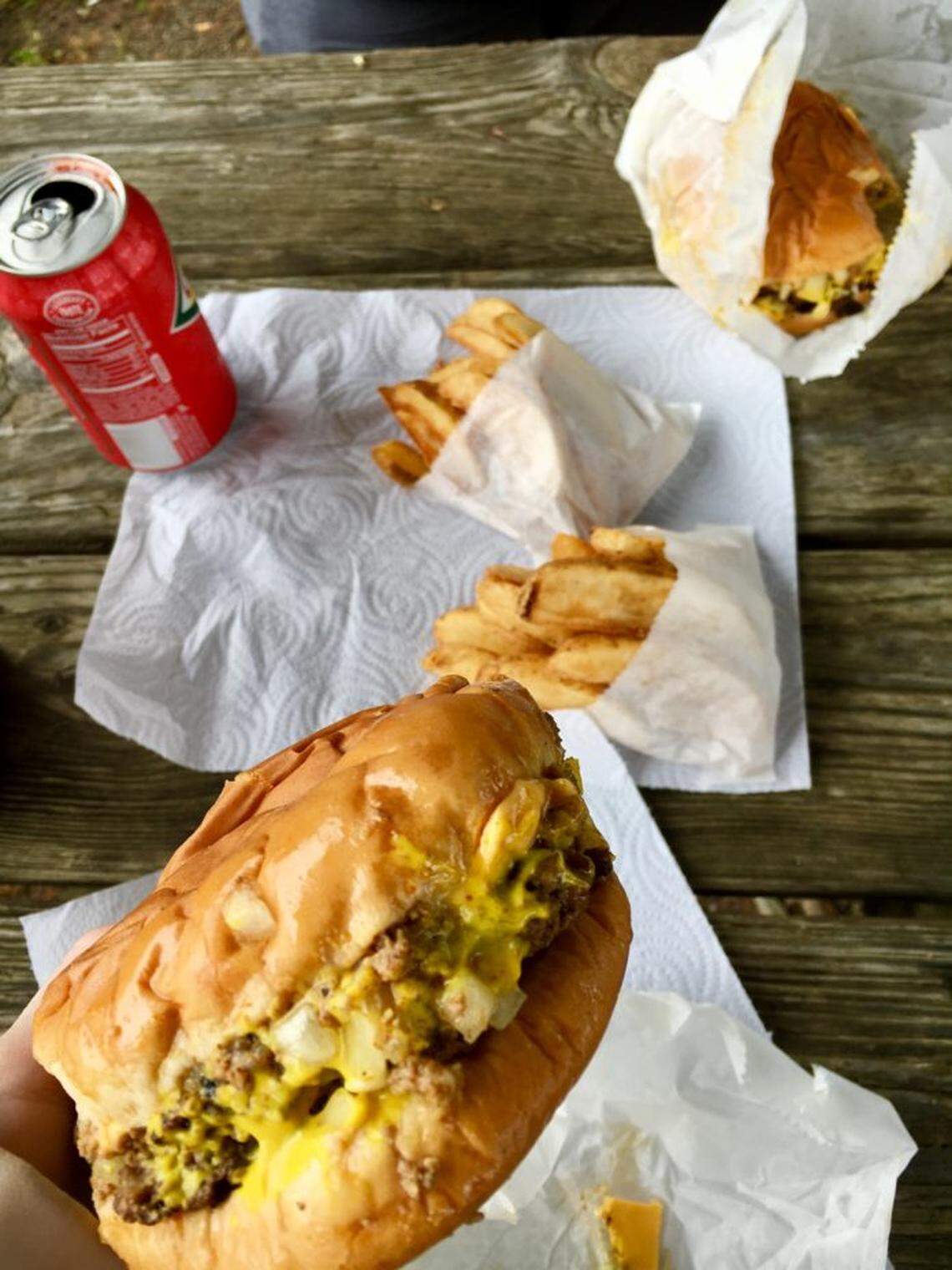 Burgers and fries at Brooks’ Sandwich House.