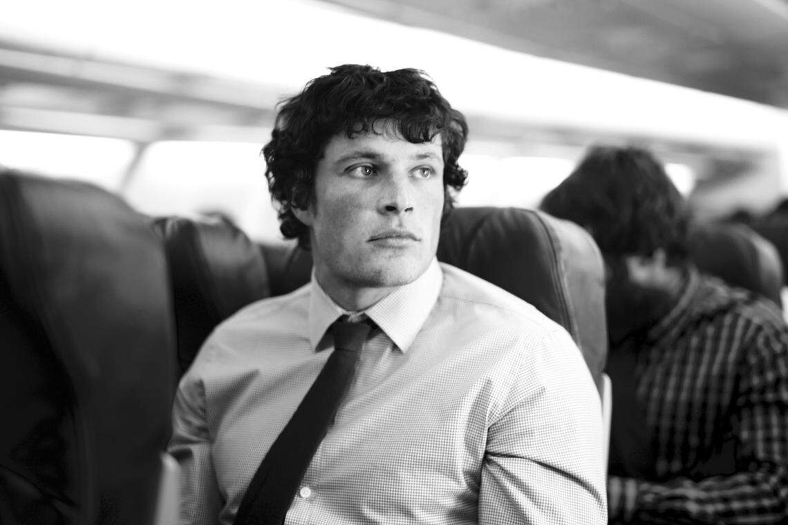 Panthers linebacker Luke Kuechly in a pensive moment prior to Super Bowl 50, in a photograph taken by teammate Ryan Kalil, who was the team’s center and has gone on into a career in film and TV production.
