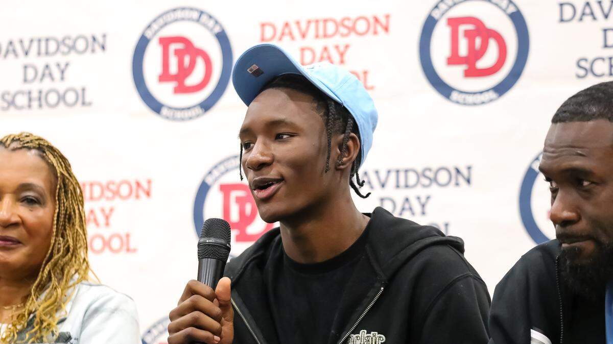 Isaiah Denis announces his intent to attend UNC during his college commitment day event on Saturday Nov 2nd at Davidson Day School in Davidson, North Carolina