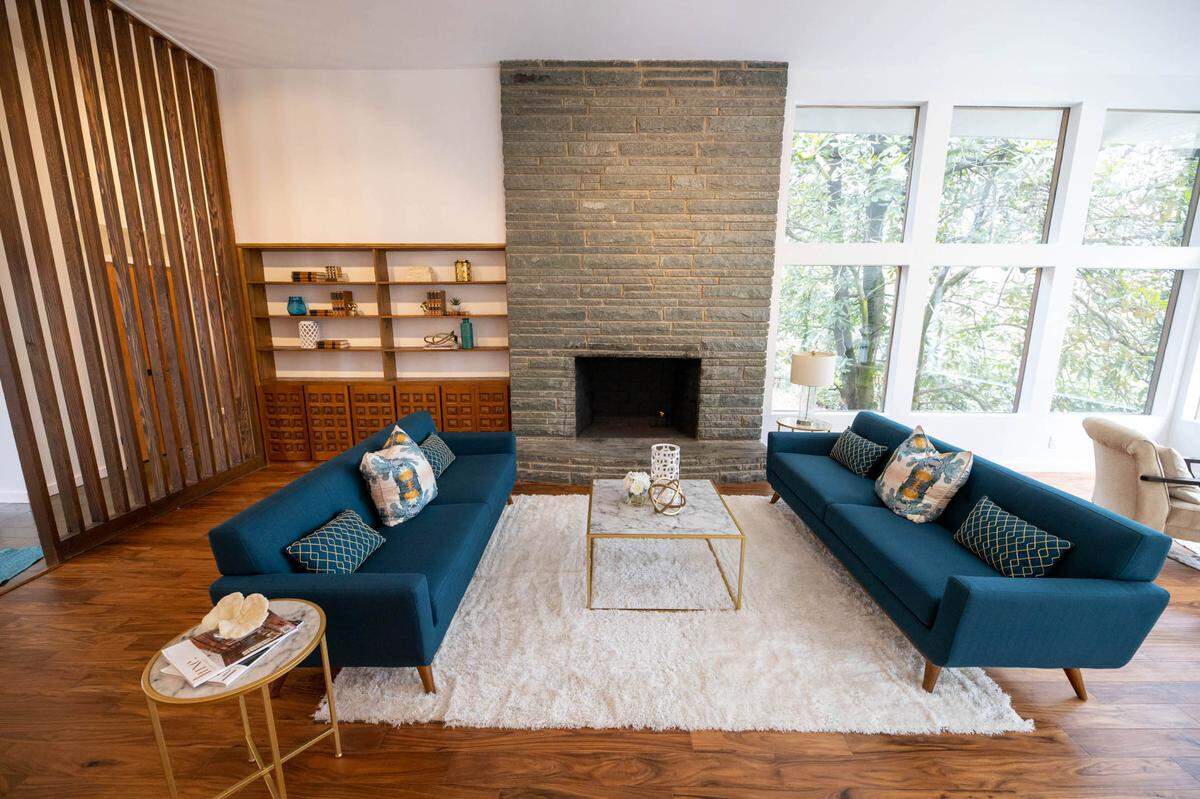 The living room after renovations.