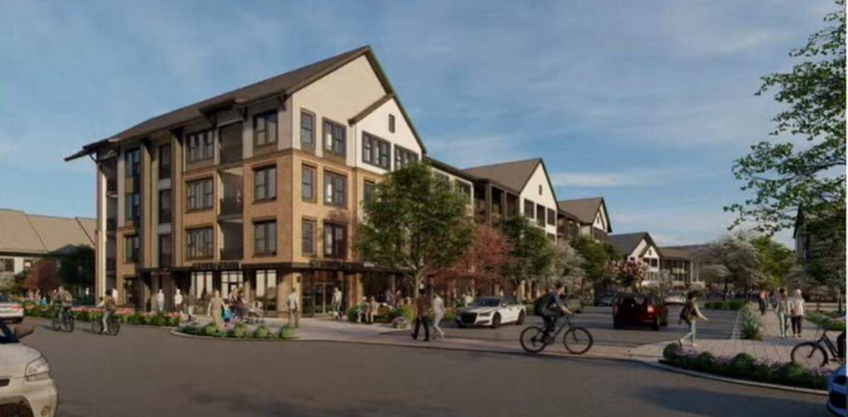 The development would include 348 multifamily units, including 278 apartments and at least 64 townhomes, plus 59,100 square feet of commercial, retail and other non-residential space.