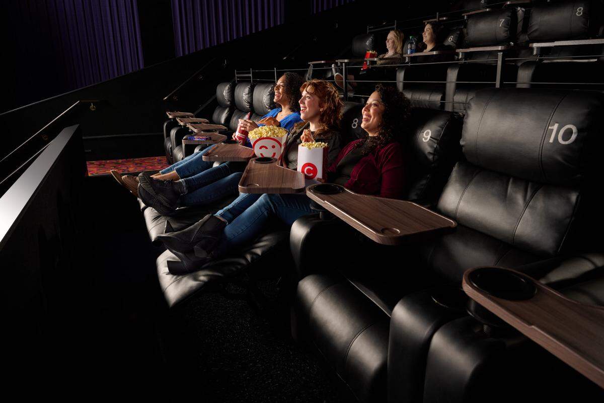 Cinemark Bistro Charlotte has auditorium-style seating at its theater on Monroe Road in Charlotte.