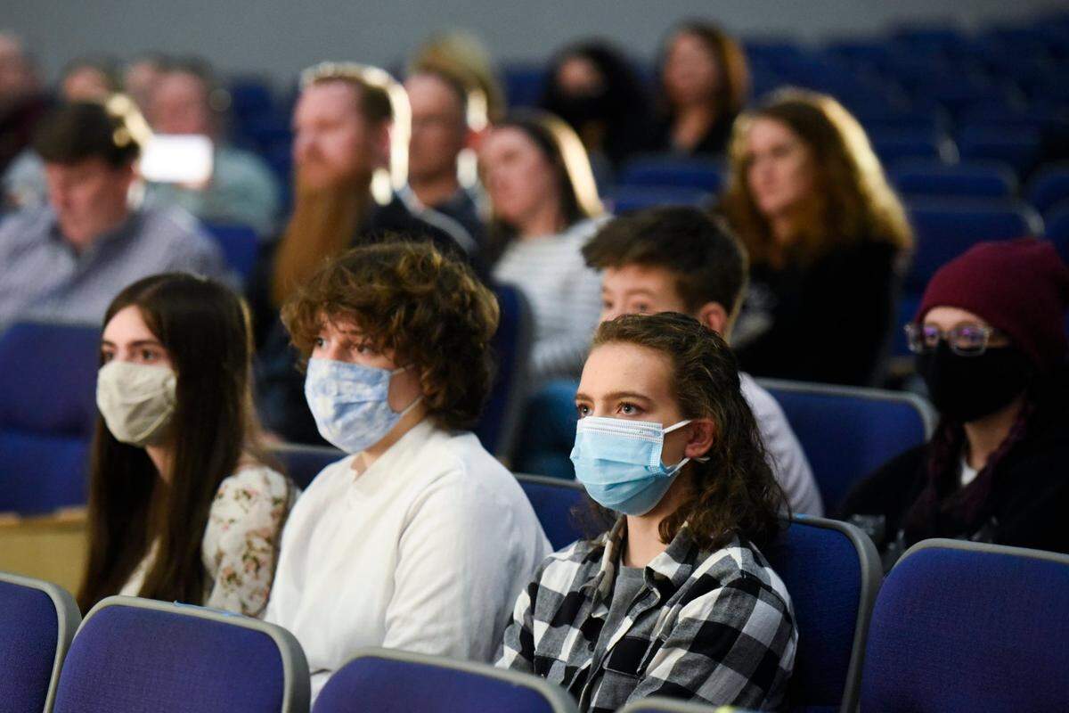 Shown, Lake Norman High School students in the Mooresville school’s auditorium Feb. 16.