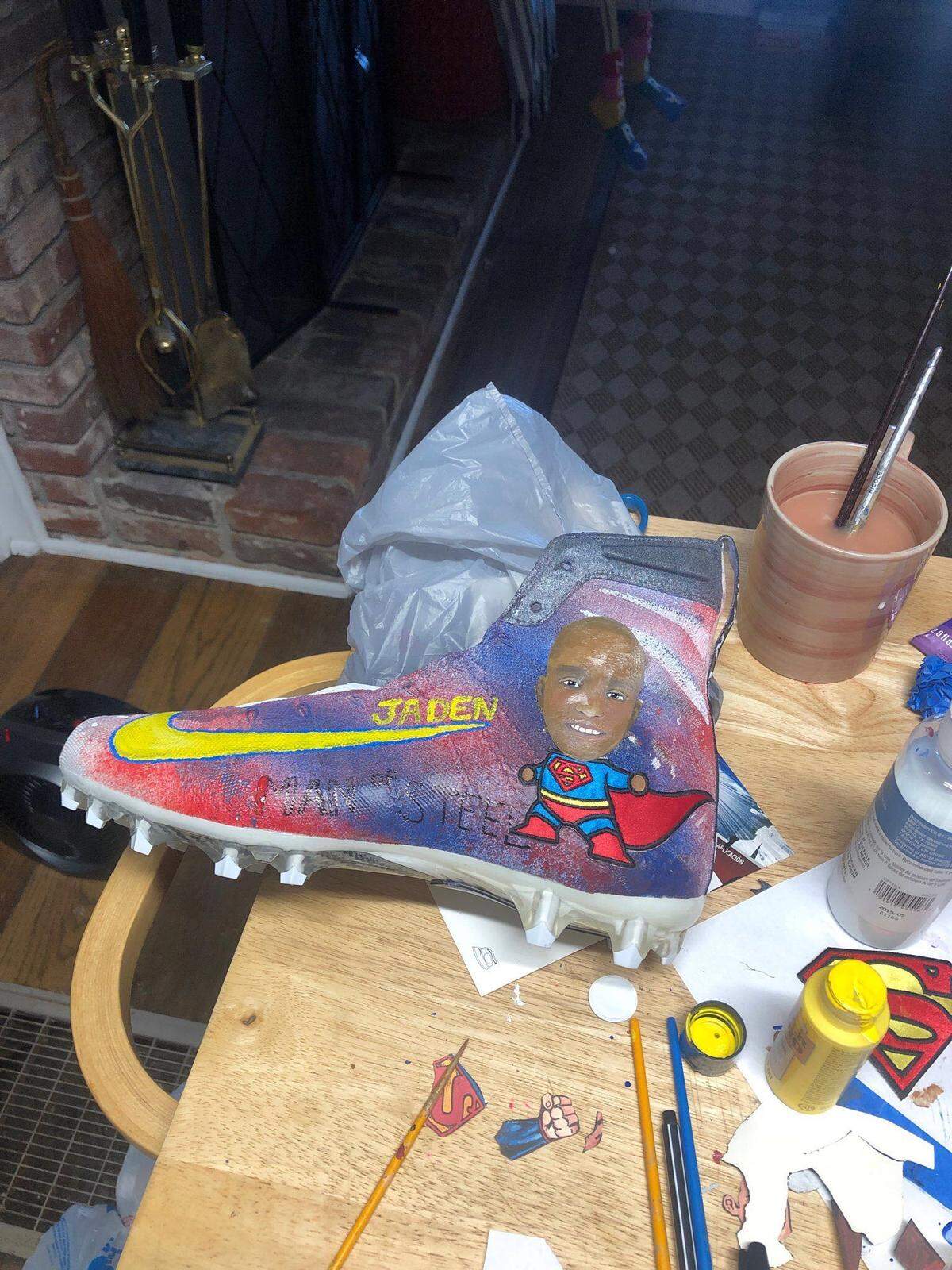 Christian Miller’s custom cleats in honor of Jaden Smith. (Courtesty of Christian Miller).
