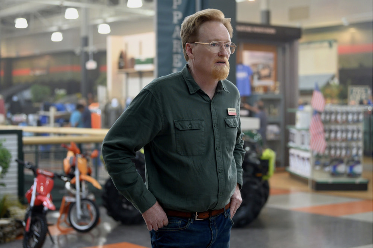 Conan O'Brien, photographed in a scene that was shot in the giant space at Northlake Mall that used to be a Dick's Sporting Goods store.