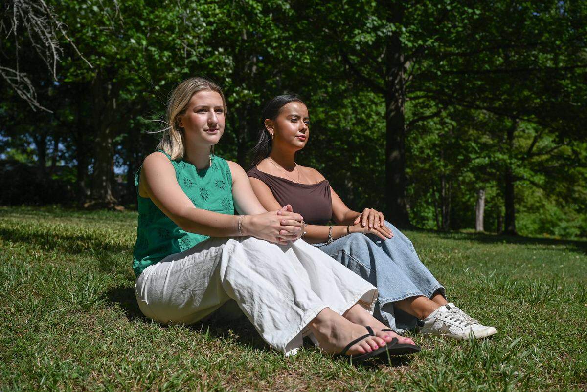 Former Myers Park High School students Sloane Poth, left, and Maria Martinez lost their friend Coble Ishee October 10, 2021, when Coble was just 15 years old. According to the Observer’s reporting, six enrolled Myers Park students died by suicide over the course of less than five school years, beginning with Coble Ishee in October 2021, and ending with senior Parker South on Nov. 11, 2025. During that same period, two recently graduated Myers Park students also took their own lives within months of finishing school. 