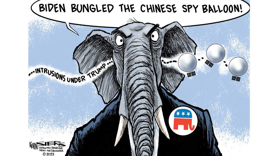 Kevin Siers cartoon: Spy Balloon Bungles