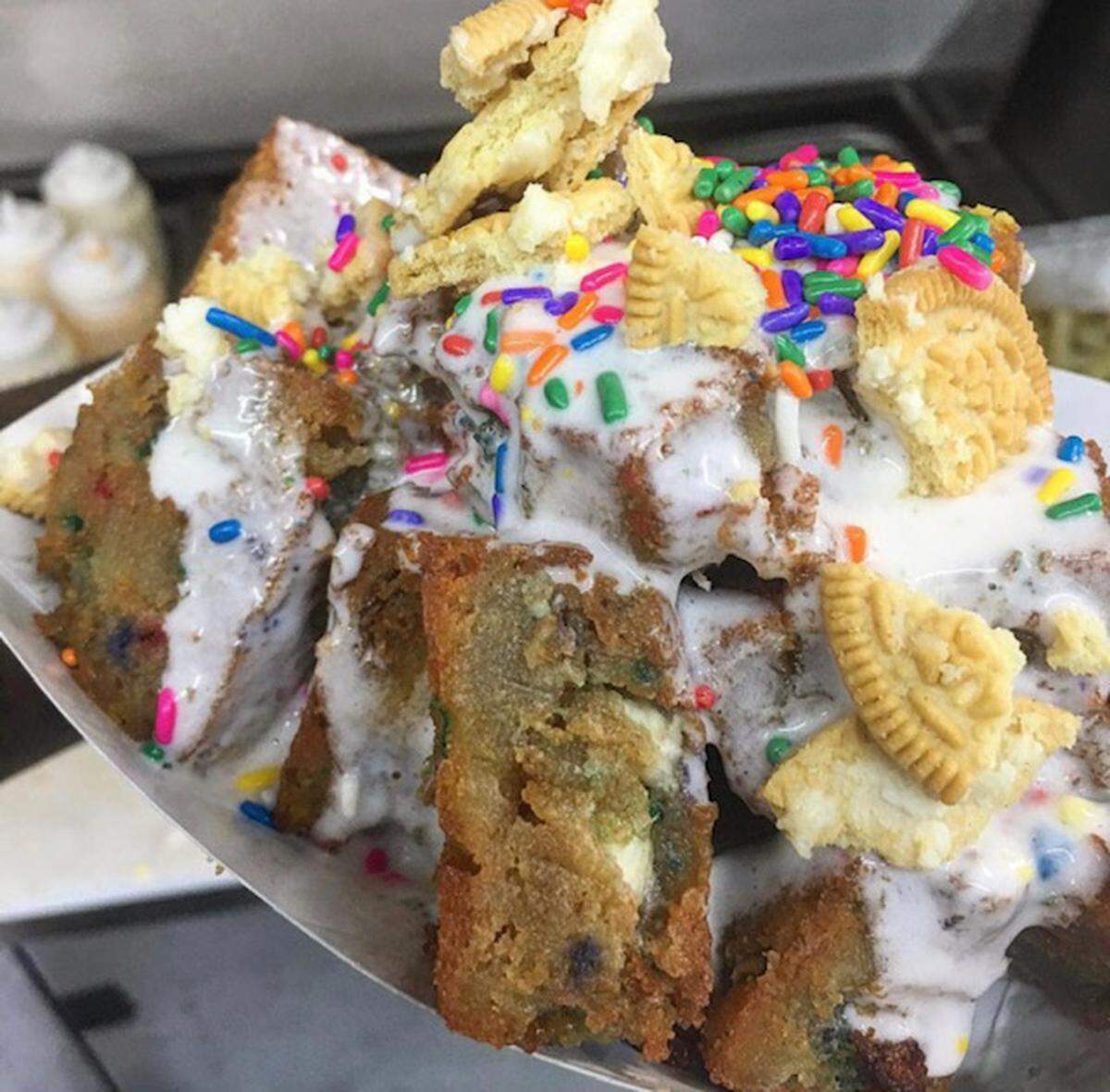 Birthday Cake Bread Pudding Tots.
