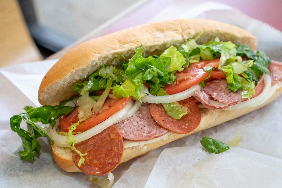The Italian hoagie at Sub One Hoagie House has turkey ham, turkey salami, beef pepperoni, beef summer sausage and cheese.