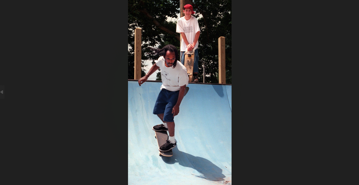 Ray Goff, 26, skates a ramp, while Nathan Powers, 17, looks on, at the new skatepark at Methodist Home on Shamrock Drive in Charlotte. Goff and Powers were instrumental in getting the skatepark project off the ground and are eagerly awaiting its grand opening in July. “There will be about 3,000 kids here that day; both amateur and pro. It’s going to be awesome,” said Powers.