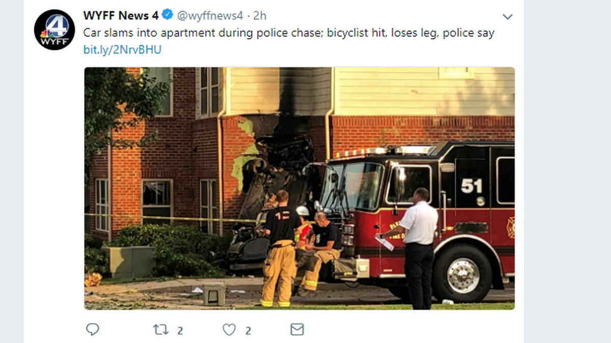 Site of the crash in Greenville, South Carolina