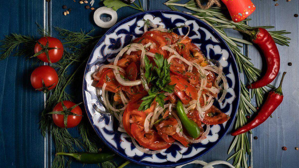 Achichuk —an Uzbek tomato, onion and pepper salad — from Halal Eats.