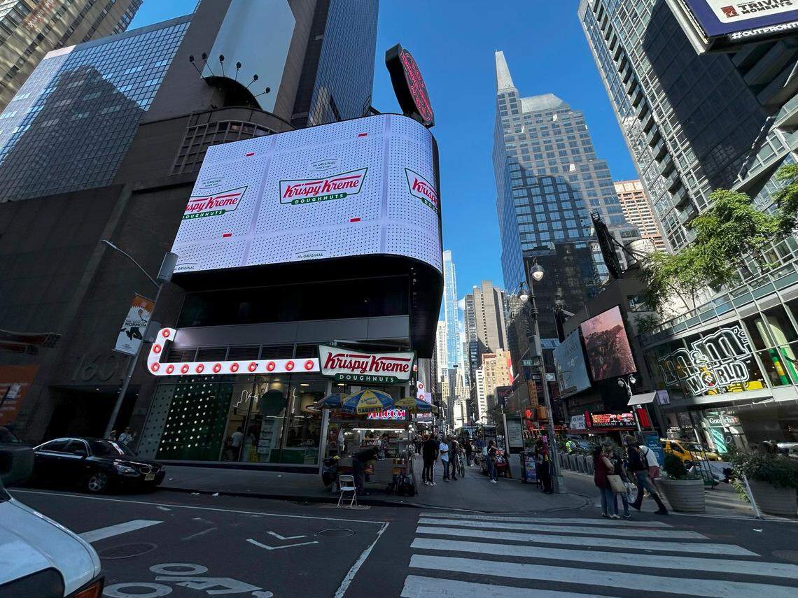 Krispy Kreme has a store in the heart of Times Square in New York City.