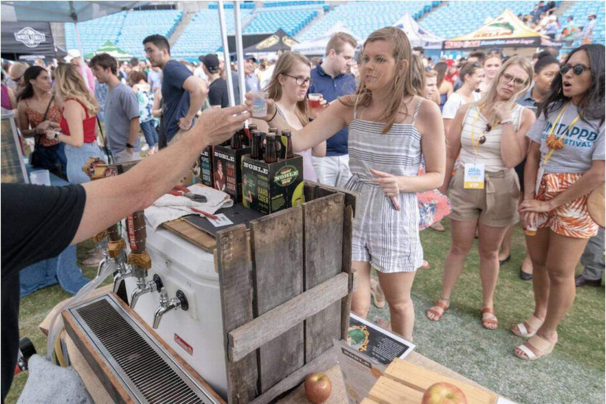 Festivalgoers at the 2019 Untappd Beer Festival at Bank of America Stadium in Charlotte.