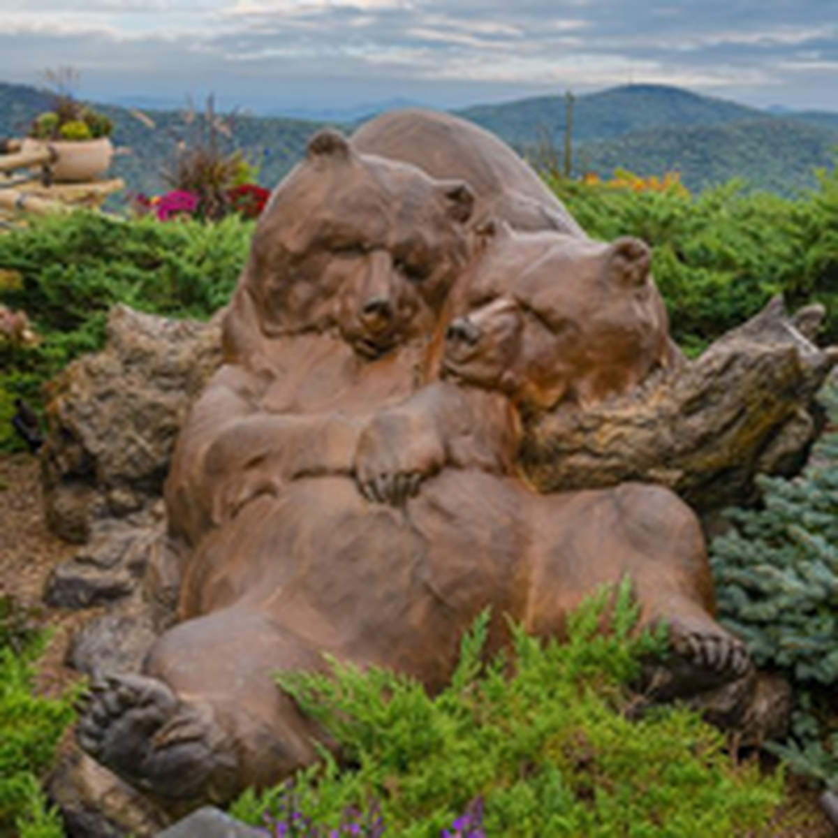 The mansion has intricate carvings throughout the home and property.
