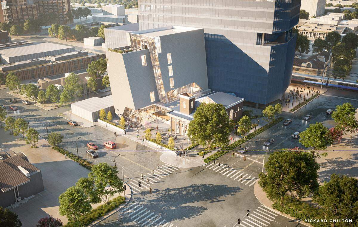 An aerial view of the Levine Museum of the New South’s new space at 1800 South Blvd. in South End.