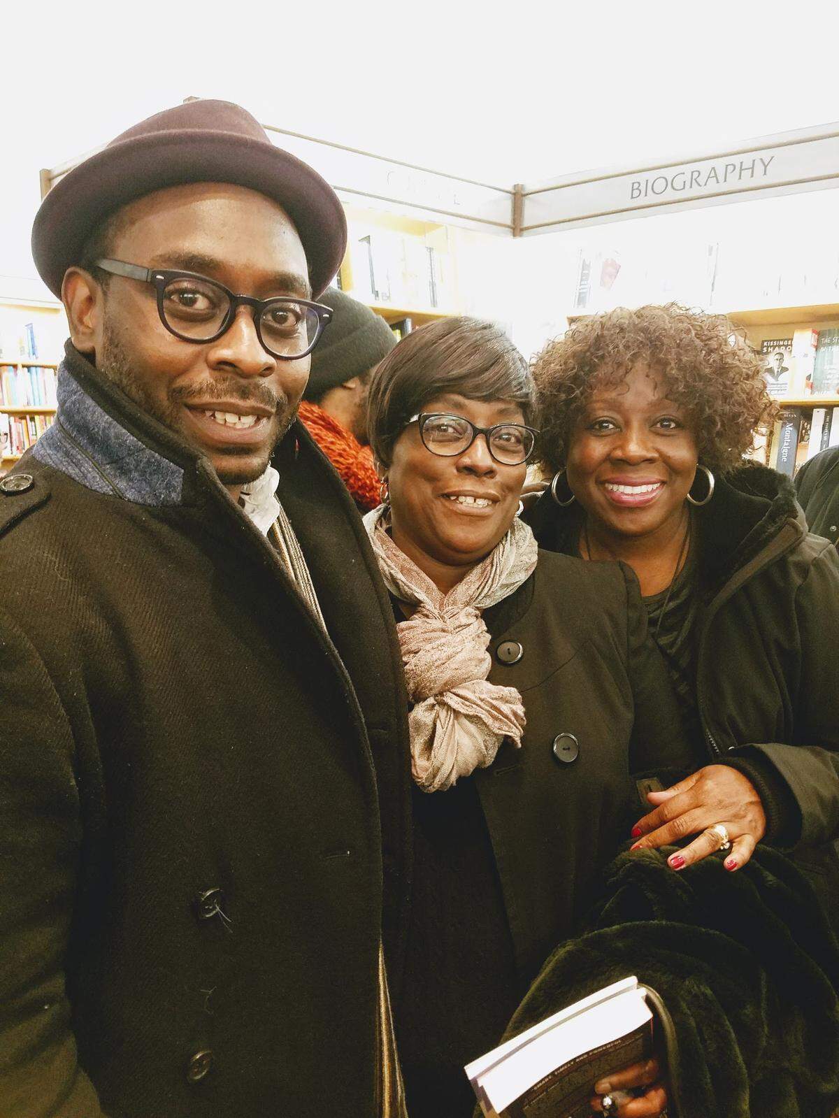 James Ijames poses with his mother Denise Ijames and his aunt Juanita Walton at the 2017 Whiting Awards ceremony in New York City.