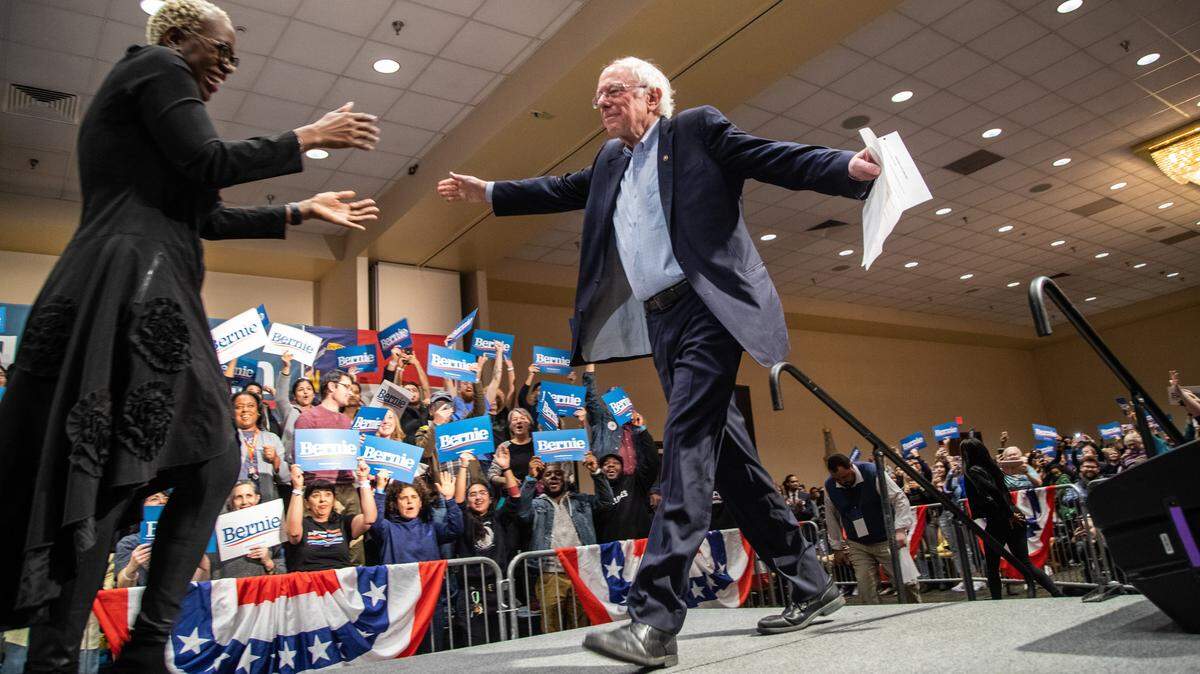 Sen. Bernie Sanders during a campaign rally at the Durham Convention Center Friday, Feb. 14 2020.