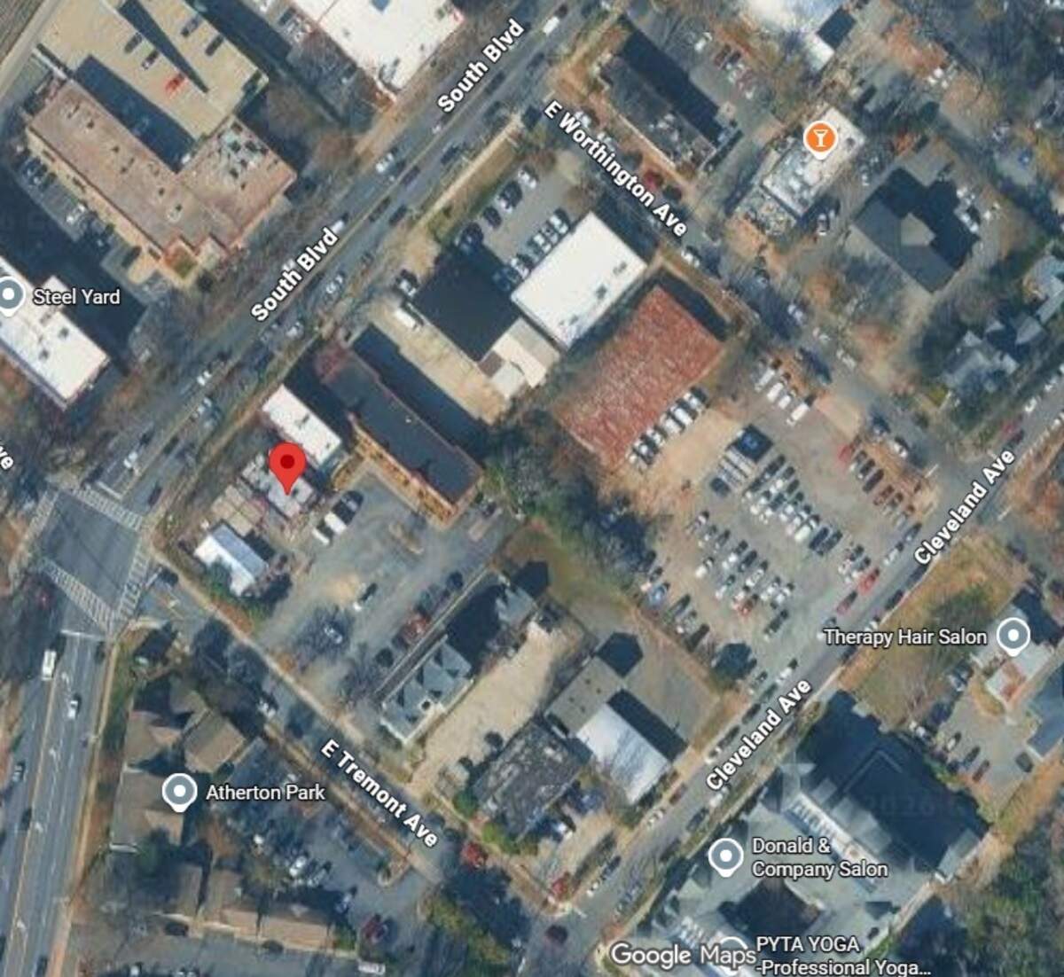 The red dot on the Google map will be the site of Southern Land Company’s 300-unit mixed-use tower at 1933 South Blvd. On the same block, Centrum Realty & Development and Sorelle Capital is building another mixed-use complex with apartments and a hotel.