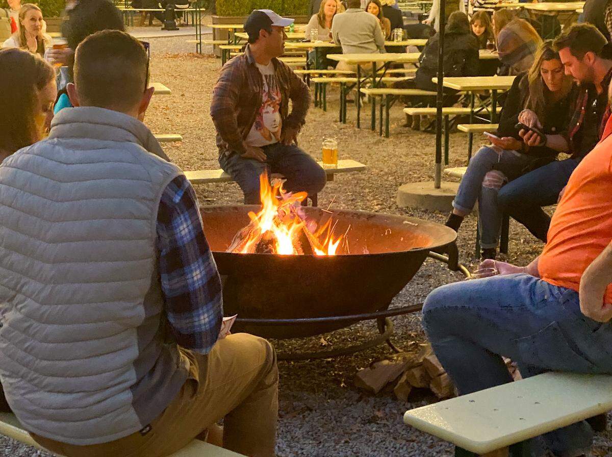 Take the chill out of the evening near a firepit at OMB.