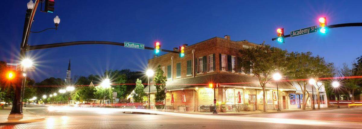 The corner of Chatham and Academy in Cary, North Carolina.