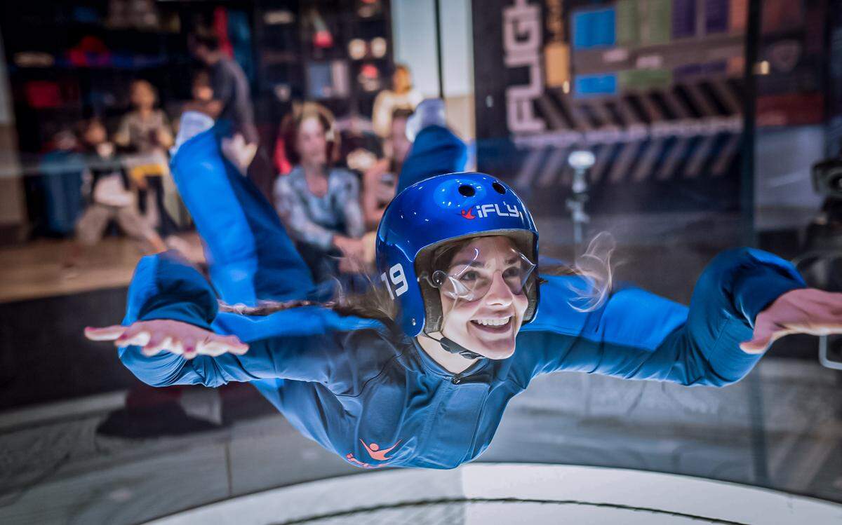 Capture mom’s first indoor skydiving moments on video.