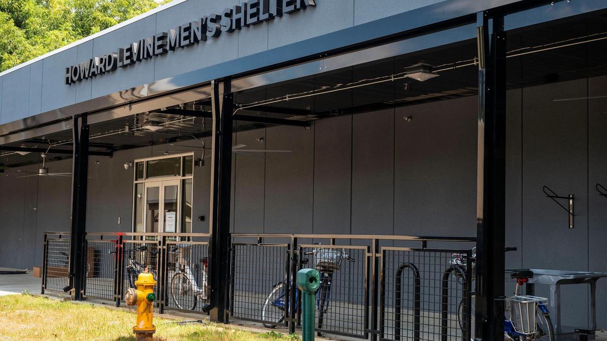 The exterior of the new Howard Levine Men’s Shelter on Statesville Avenue is shown on Tuesday, September 14, 2021 in Charlotte. The shelter will open on September 15, 2021 and offer 164 beds for shelter guests.