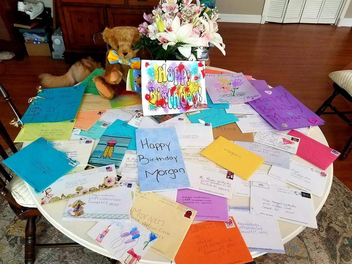 A collection of cards and messages sent to Morgan Wetherbee on her 19th birthday.