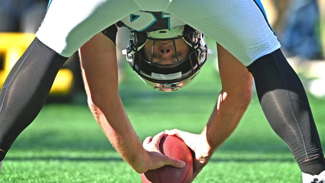 Carolina Panthers long snapper JJ Jansen warms up on the sideline on Sunday, November 27, 2022 at Bank of America Stadium in Charlotte. Jansen enters the 2024 season with the team lead in total games played in franchise history, with 243.