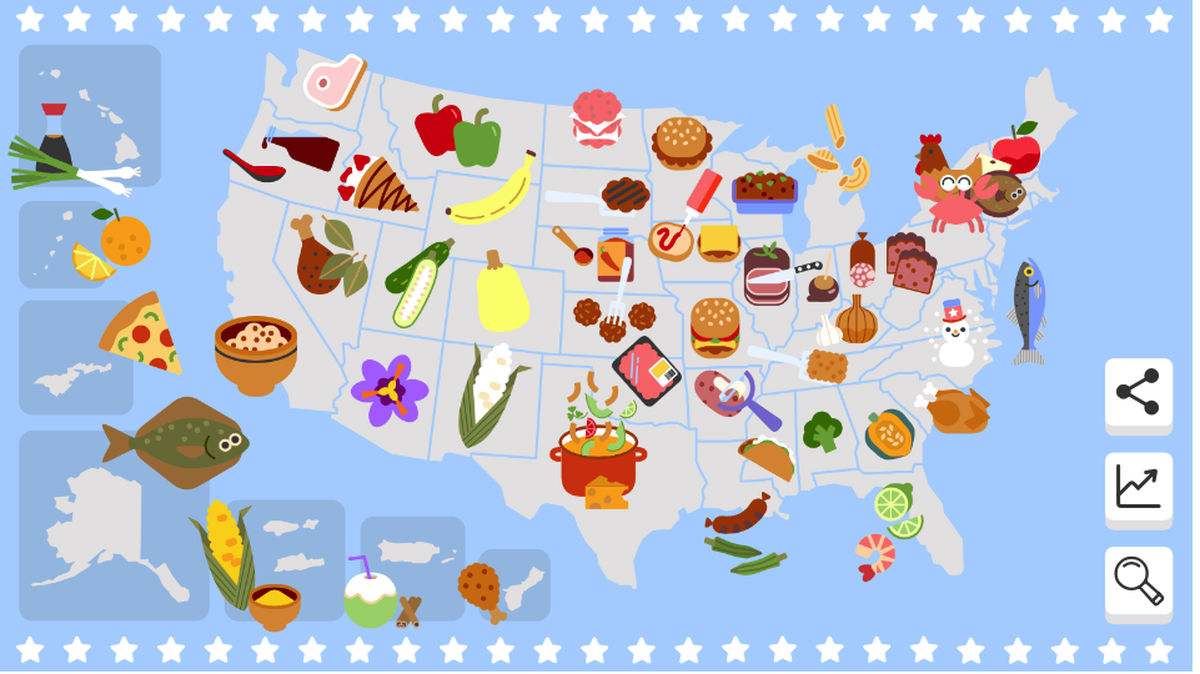 Google's July 4 "doodle" is supposed to have famous dishes from every state. But a few of the choices are a little odd.