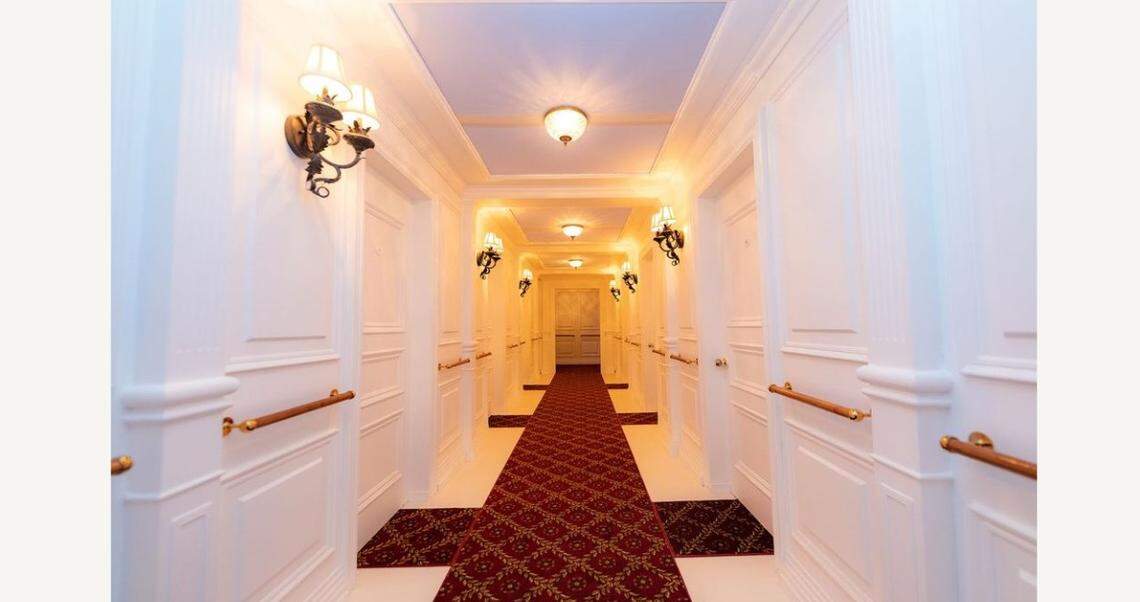 Shown is the exhibition’s recreated first class area of the Titanic.