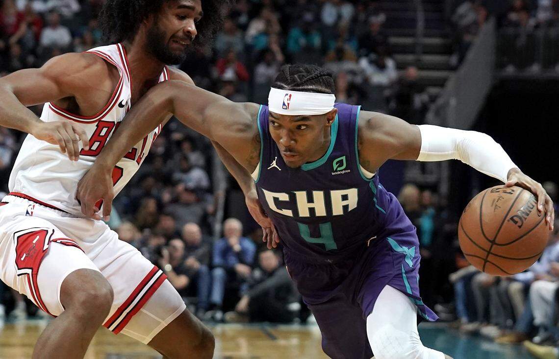 John Focke said that getting to call Charlotte Hornets’ games starring players like Devonte Graham (right) was the fulfillment of a dream, even though the dream lasted only one season.