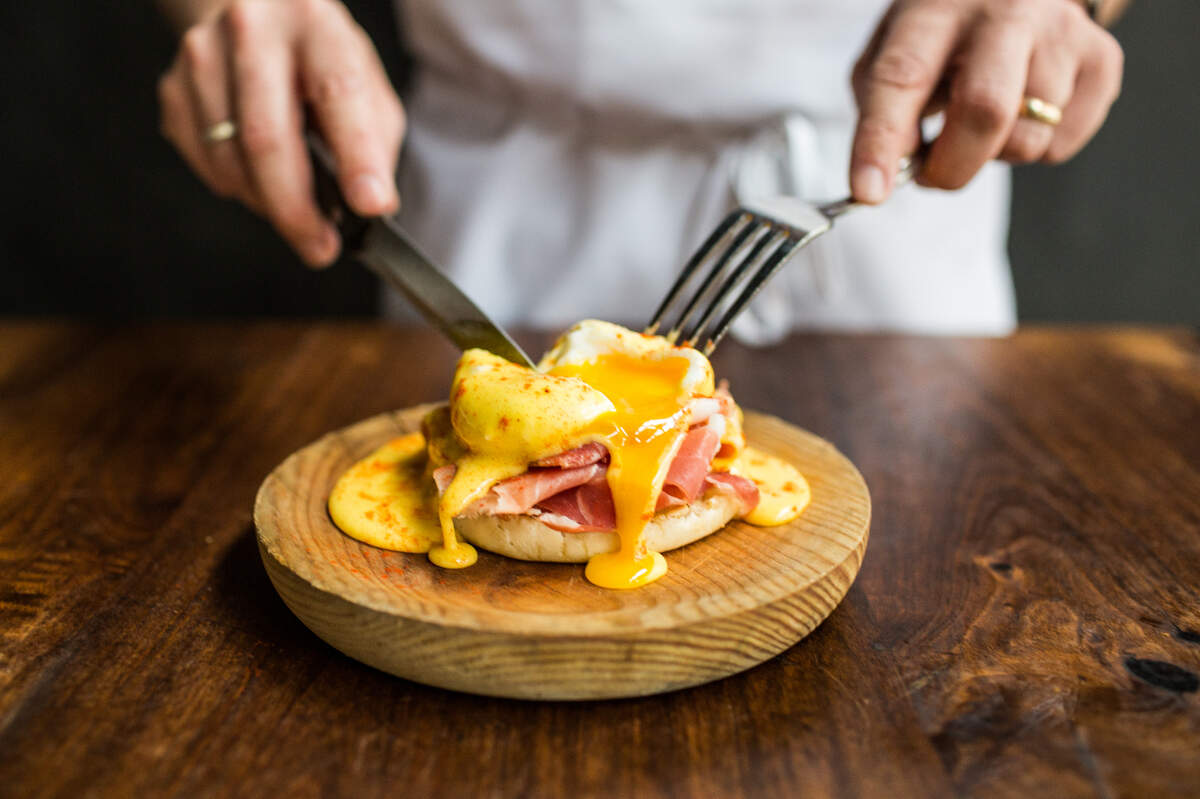 The Serrano Benedict at Barcelona Wine Bar.