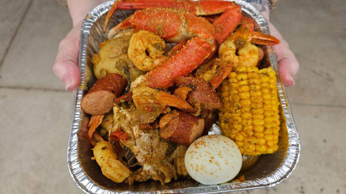 A seafood boil from Bryant Seafood.
