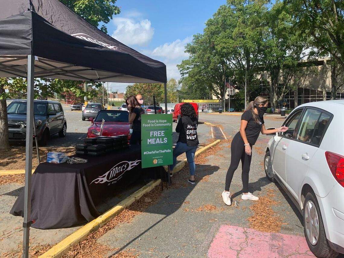 Mac’s Speed Shop serves up meals to early voters Thursday afternoon via Chefs for the Polls.