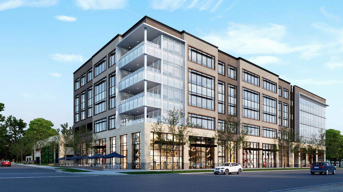 A rendering of the office building announced Wednesday for South End, part of a mixed-use project along South Boulevard.