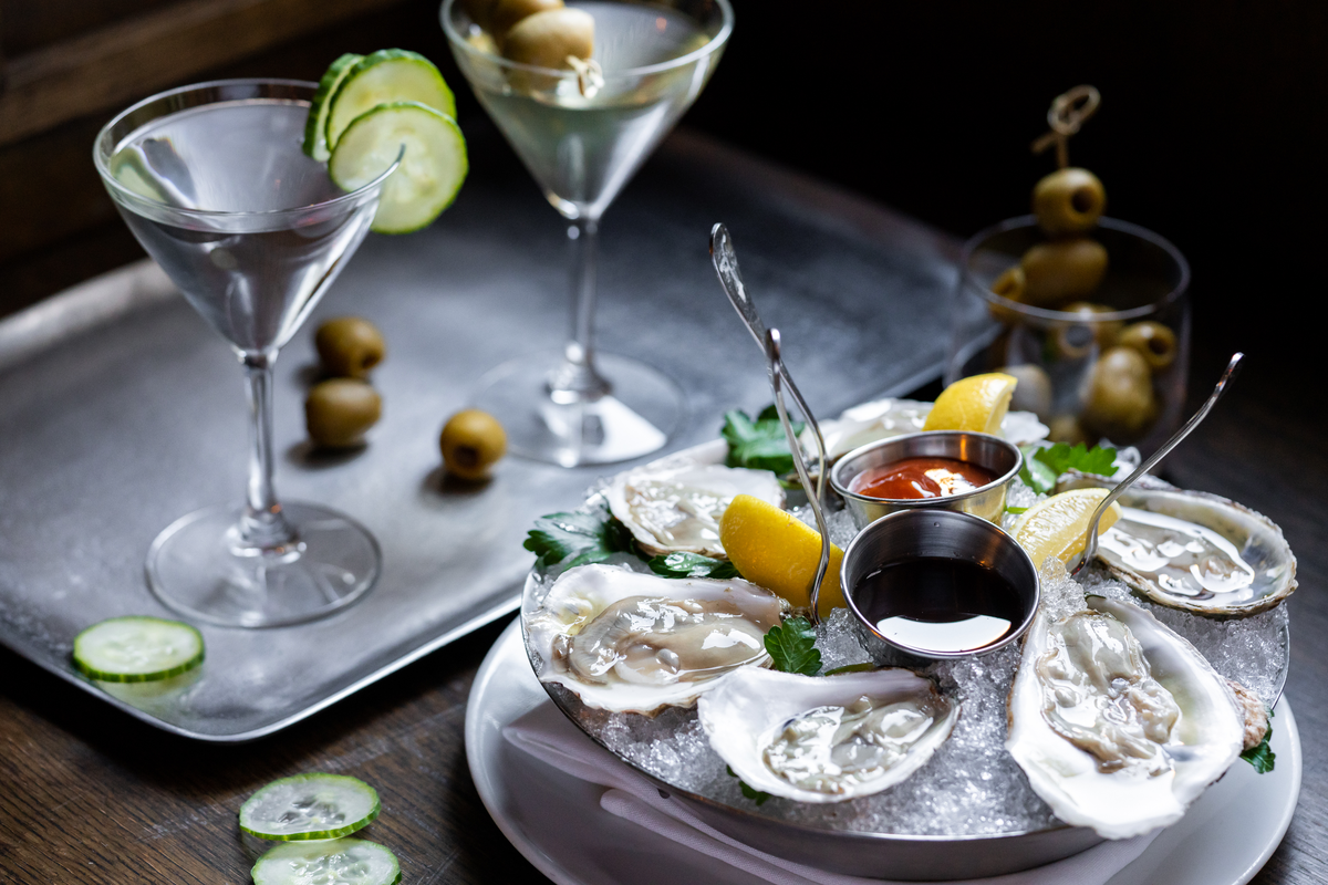 At BLT Steak, there's a 2020 Oyster Special: ½ dozen oysters and a Grey Goose/Hendricks martini for $20.20.