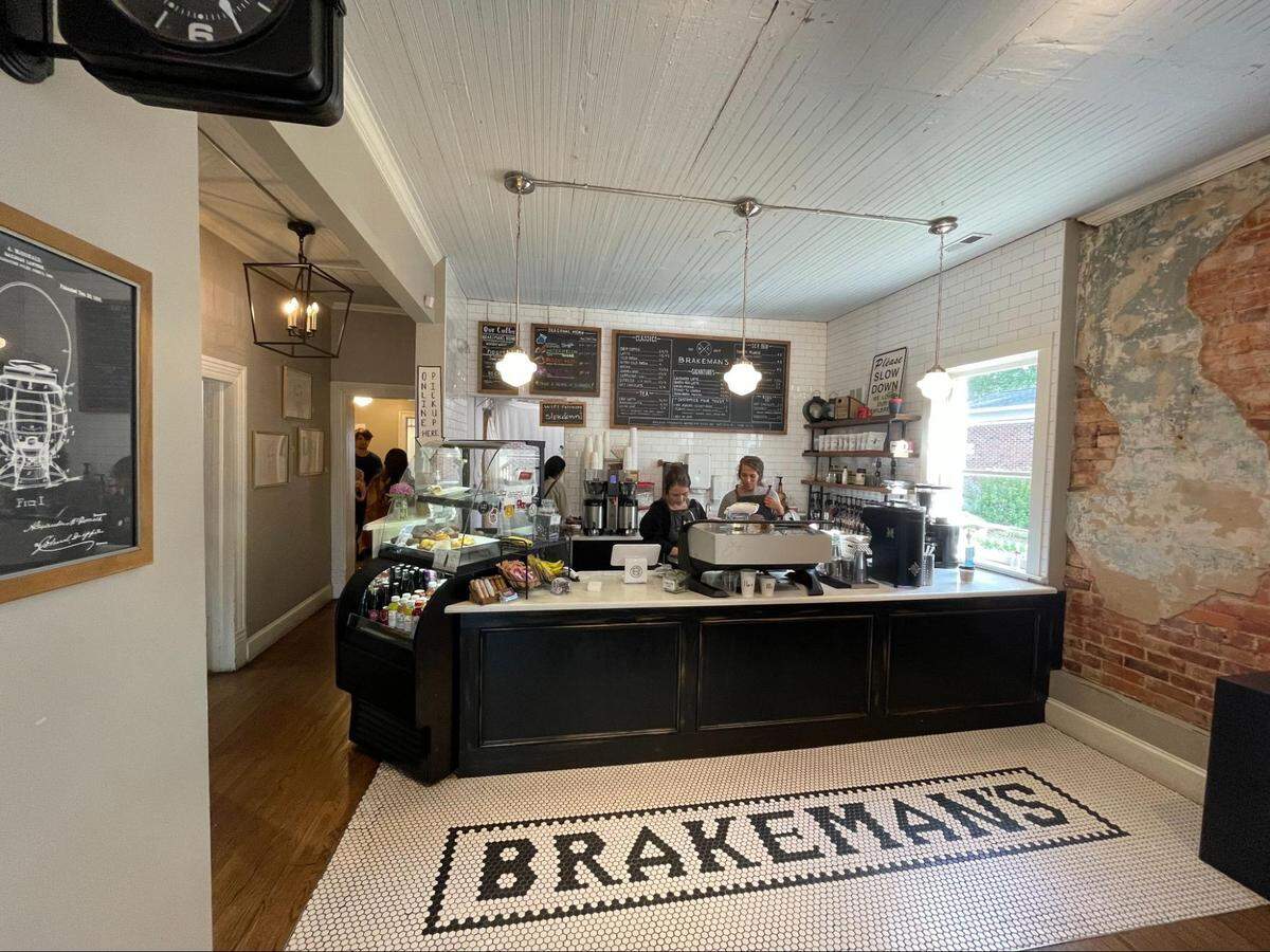 Start your day with a cup of coffee at Brakeman’s.