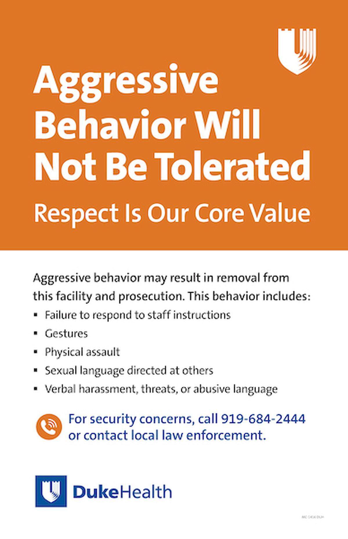 This is the new sign that will be placed at the entrances of all Duke University Health System hospitals.