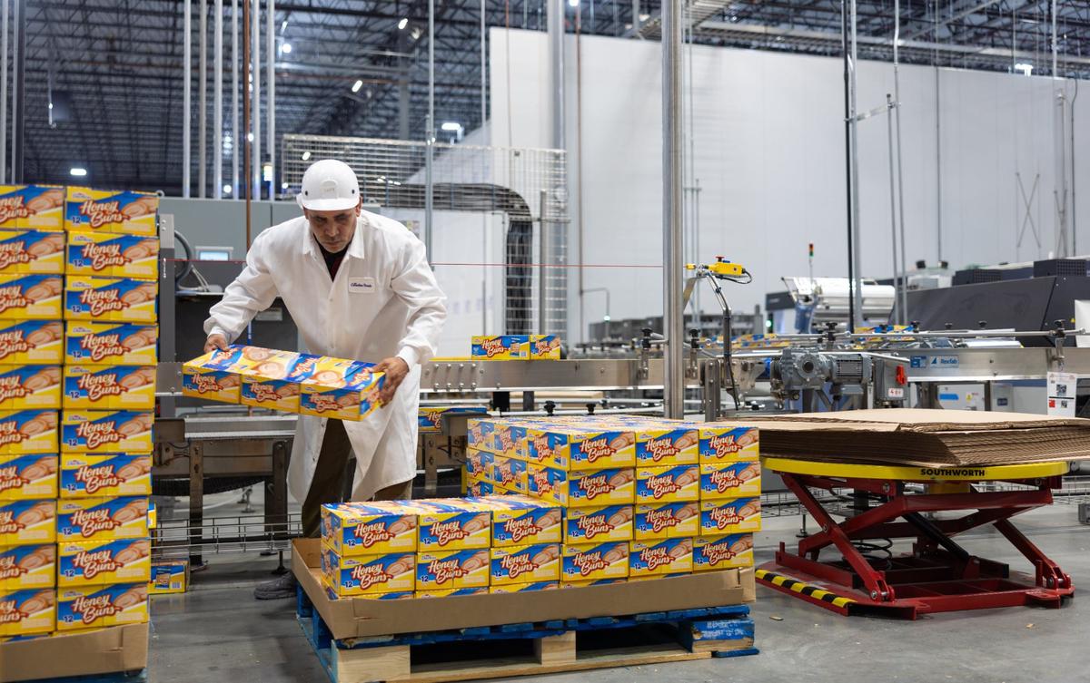 Duchess Honey Buns are made and packaged for distribution at Carolina Foods new bakery in Pineville, N.C., on Friday, May 17, 2024.
