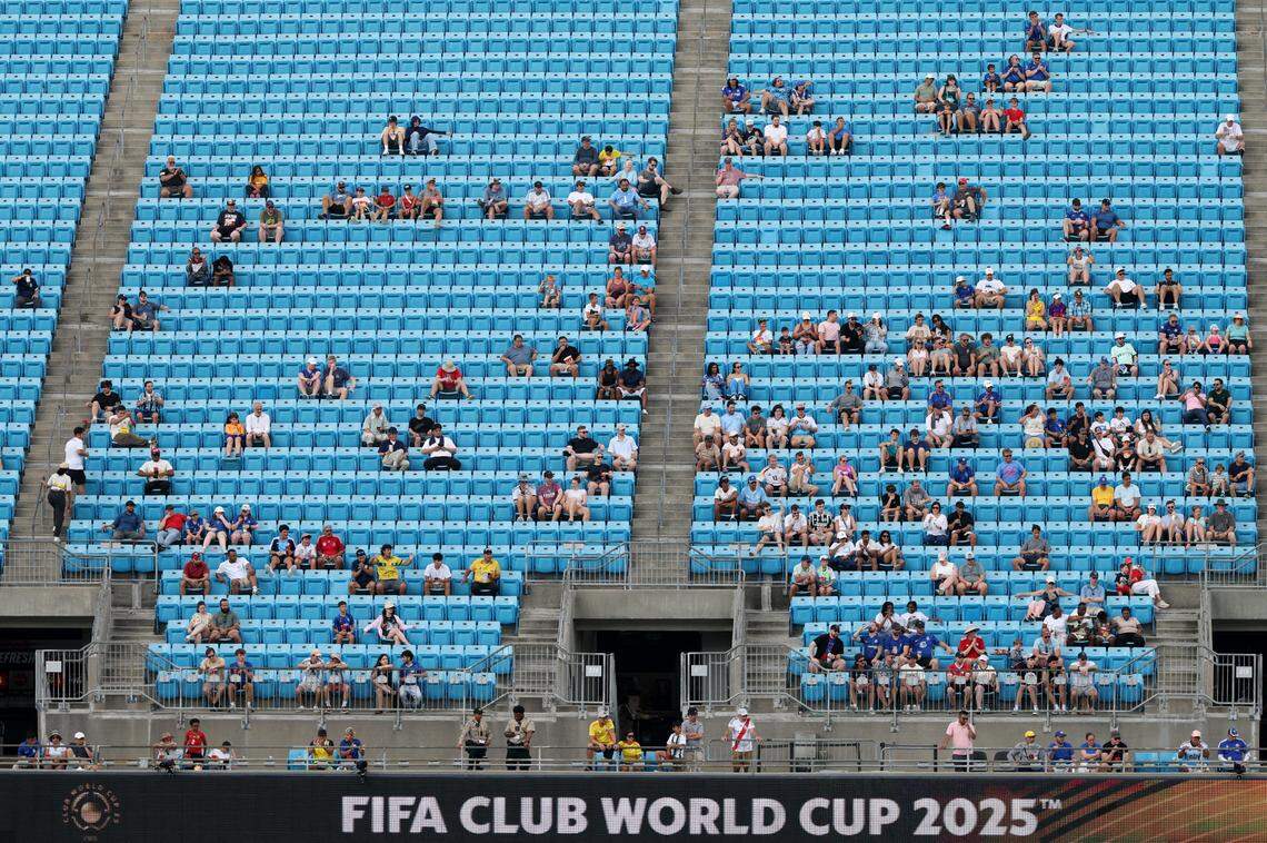 [Subscription Customers Only] Jun 28, 2025; Charlotte, North Carolina, USA; Empty seats are seen in the stands during a round of 16 match of the 2025 FIFA Club World Cup at Bank of America Stadium. Mandatory Credit: Mike Segar-Reuters via Imagn Images