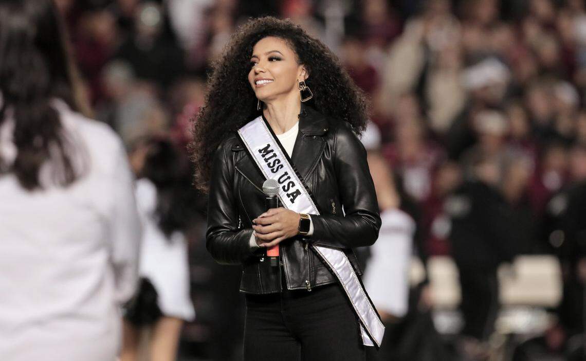 Former Miss USA Cheslie Kryst, shown at a 2019 South Carolina football game in Columbia S.C., also was a lawyer who helped at least two men regain their freedom.