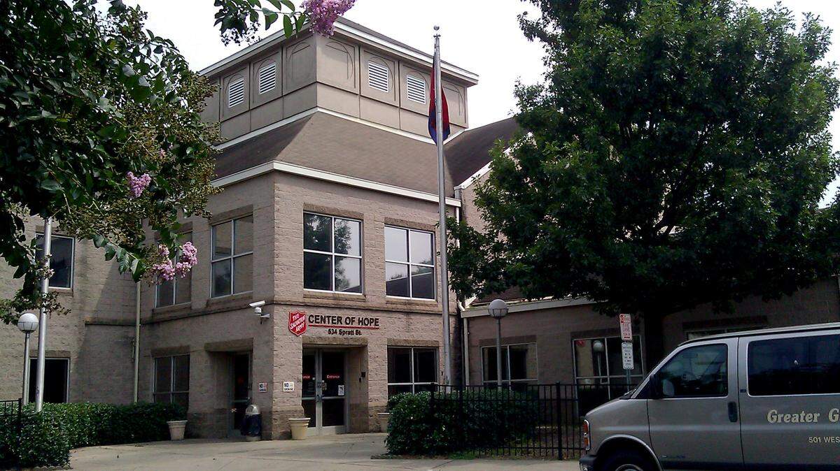 The Salvation Army Center of Hope shelter is on Spratt Street near uptown.