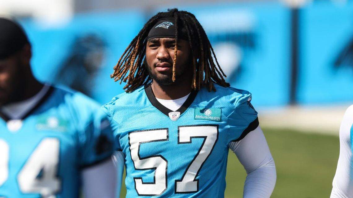 Players arrive to Panthers Training Camp at Wofford College in Spartanburg, SC., on Wednesday, July 26, 2023.