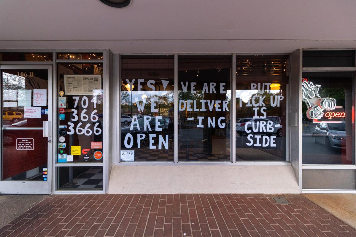 Wolfman Pizza’s Cotswold location on April 6, 2020, during the COVID-19 pandemic.