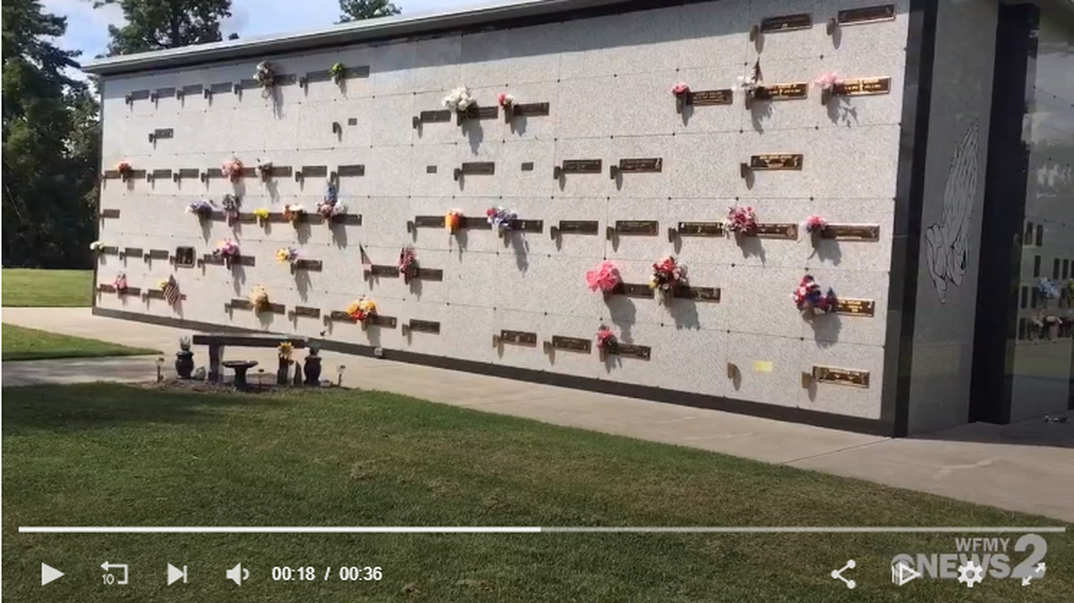 WFMY video of the site where the body was found in Floral Garden Park Cemetery.
